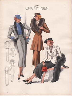 Vintage French fashion prints 1936